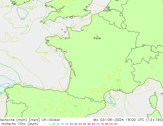 Isotachs (mph) UK-Global lun 03.06.2024 18 UTC