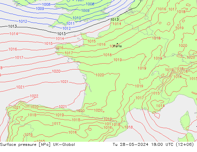 Pressione al suolo UK-Global mar 28.05.2024 18 UTC