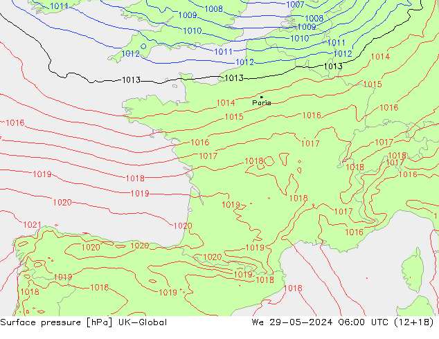 Yer basıncı UK-Global Çar 29.05.2024 06 UTC