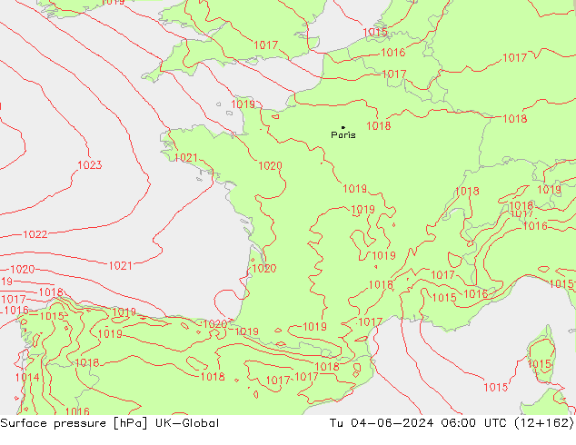 pression de l'air UK-Global mar 04.06.2024 06 UTC