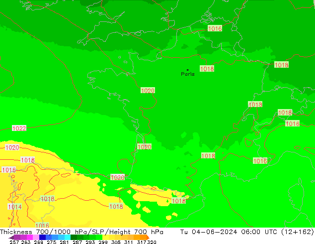 Thck 700-1000 hPa UK-Global wto. 04.06.2024 06 UTC