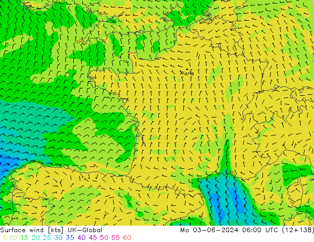 Rüzgar 10 m UK-Global Pzt 03.06.2024 06 UTC