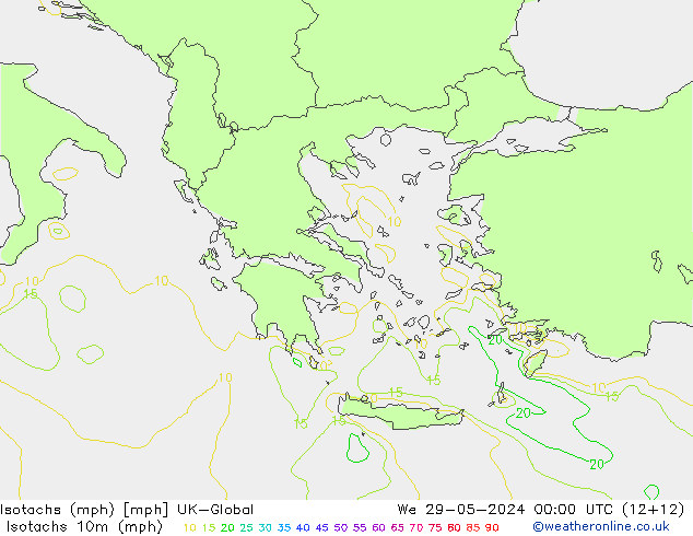 Isotachs (mph) UK-Global mer 29.05.2024 00 UTC