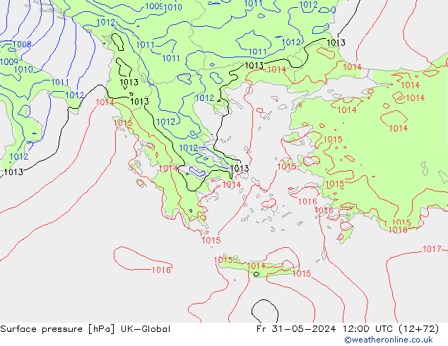 Surface pressure UK-Global Fr 31.05.2024 12 UTC