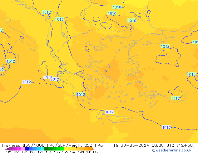 Thck 850-1000 hPa UK-Global Th 30.05.2024 00 UTC