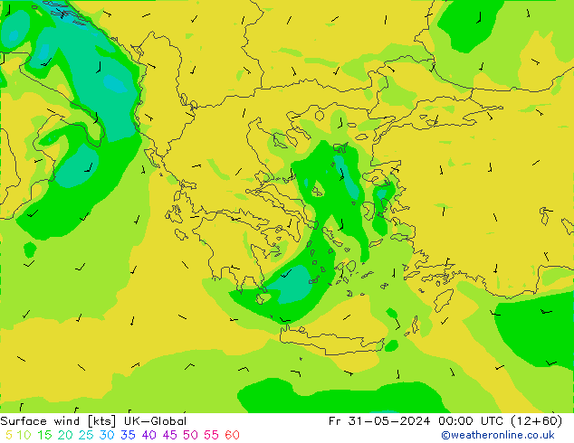 Surface wind UK-Global Fr 31.05.2024 00 UTC