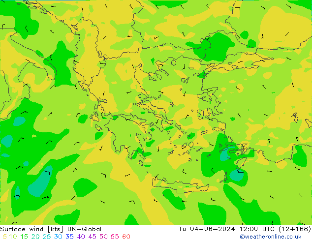 Vento 10 m UK-Global mar 04.06.2024 12 UTC