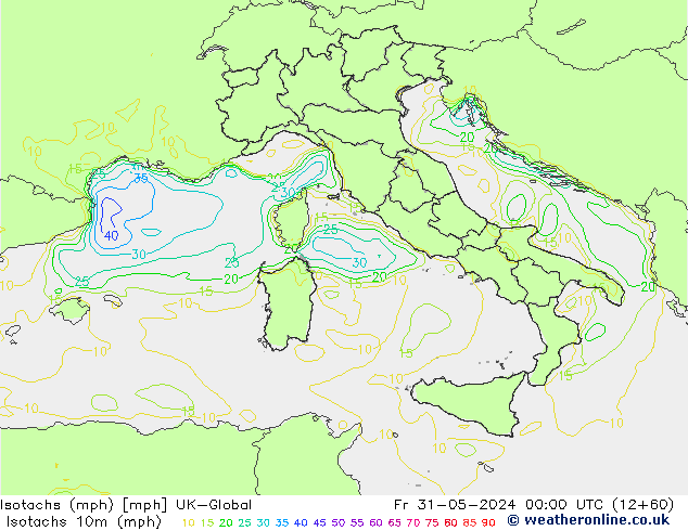 Isotachs (mph) UK-Global Fr 31.05.2024 00 UTC