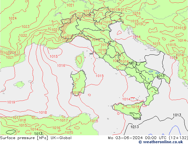 Surface pressure UK-Global Mo 03.06.2024 00 UTC