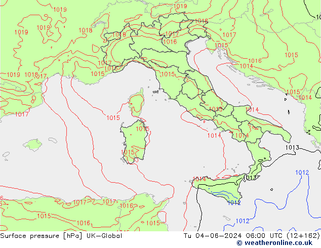 Pressione al suolo UK-Global mar 04.06.2024 06 UTC