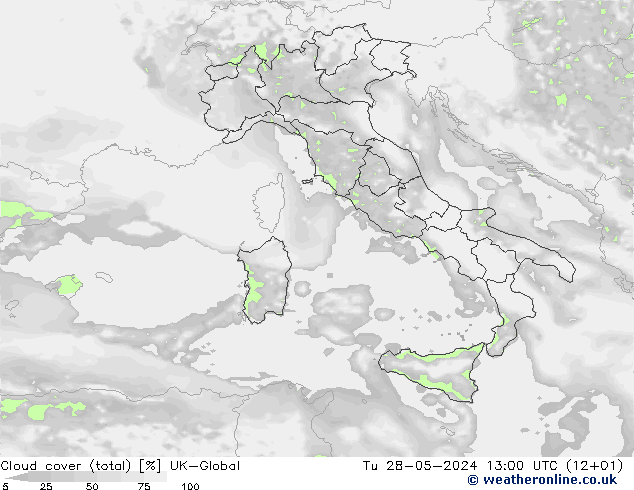 zachmurzenie (suma) UK-Global wto. 28.05.2024 13 UTC