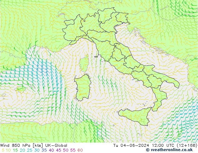 Vent 850 hPa UK-Global mar 04.06.2024 12 UTC