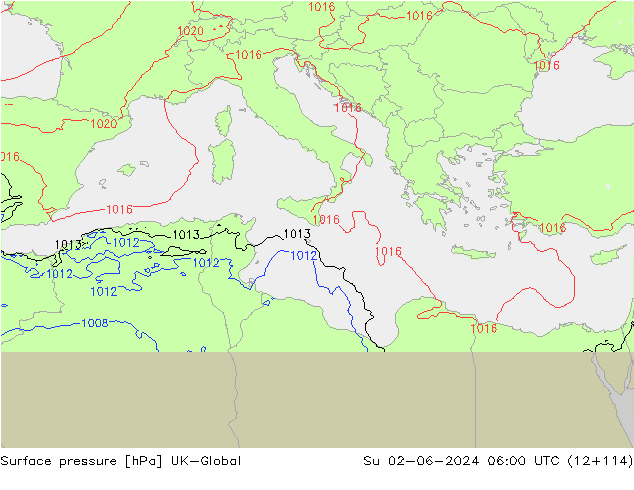 приземное давление UK-Global Вс 02.06.2024 06 UTC