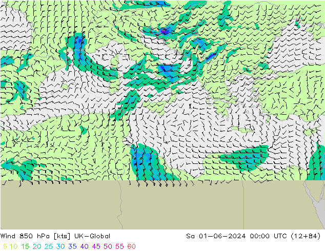 Wind 850 hPa UK-Global za 01.06.2024 00 UTC