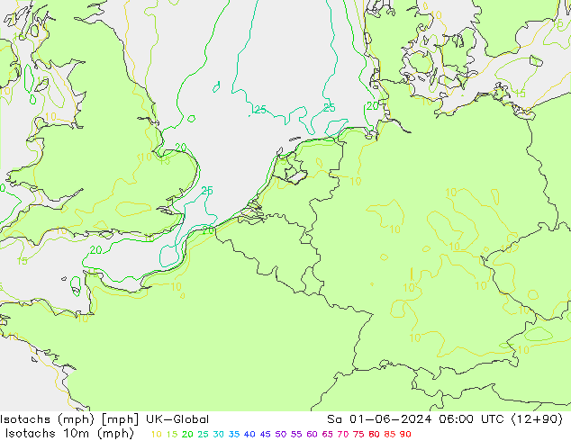 Isotachen (mph) UK-Global za 01.06.2024 06 UTC