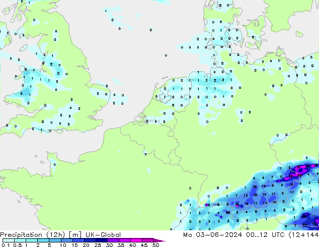 Precipitación (12h) UK-Global lun 03.06.2024 12 UTC