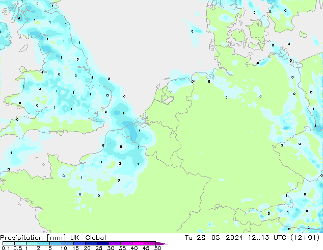 降水 UK-Global 星期二 28.05.2024 13 UTC