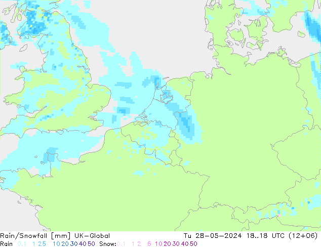 Rain/Snowfall UK-Global Tu 28.05.2024 18 UTC