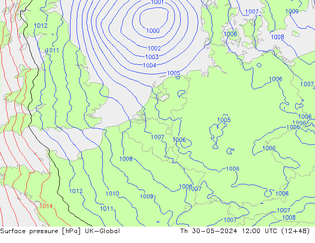 Luchtdruk (Grond) UK-Global do 30.05.2024 12 UTC