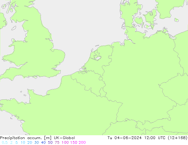 Precipitation accum. UK-Global Út 04.06.2024 12 UTC