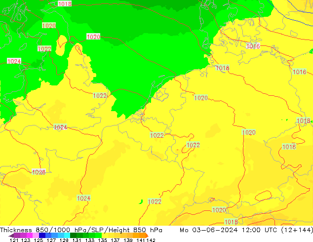 Thck 850-1000 hPa UK-Global Po 03.06.2024 12 UTC