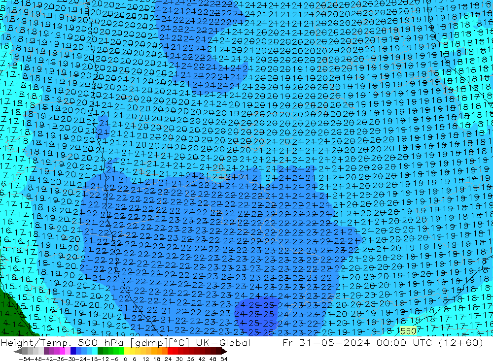 Height/Temp. 500 hPa UK-Global Fr 31.05.2024 00 UTC