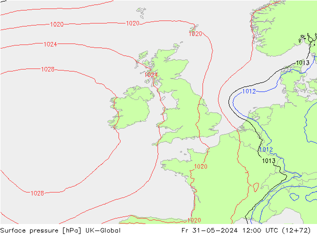 Surface pressure UK-Global Fr 31.05.2024 12 UTC