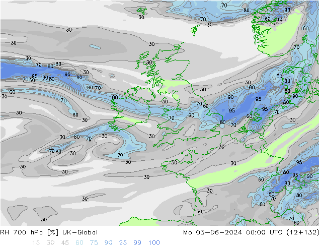 RH 700 hPa UK-Global pon. 03.06.2024 00 UTC