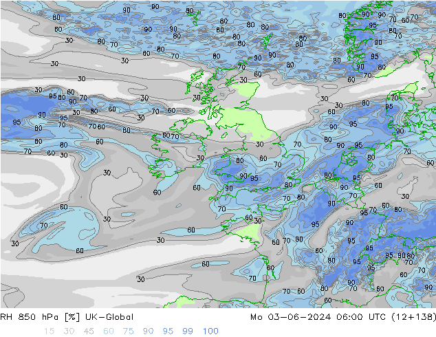 RH 850 hPa UK-Global Mo 03.06.2024 06 UTC