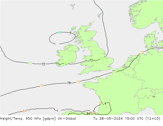 Yükseklik/Sıc. 950 hPa UK-Global Sa 28.05.2024 15 UTC