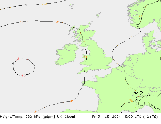Height/Temp. 950 hPa UK-Global Sex 31.05.2024 15 UTC