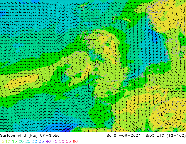 Rüzgar 10 m UK-Global Cts 01.06.2024 18 UTC