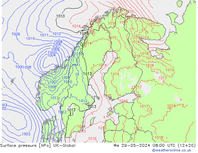 приземное давление UK-Global ср 29.05.2024 08 UTC