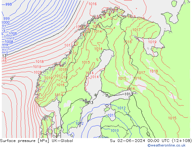 pressão do solo UK-Global Dom 02.06.2024 00 UTC