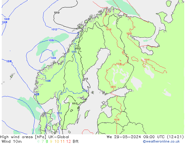 High wind areas UK-Global We 29.05.2024 09 UTC