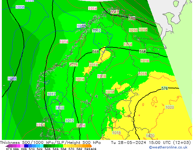 Thck 500-1000hPa UK-Global mar 28.05.2024 15 UTC