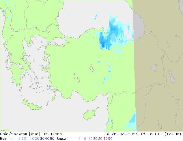 Rain/Snowfall UK-Global Tu 28.05.2024 18 UTC