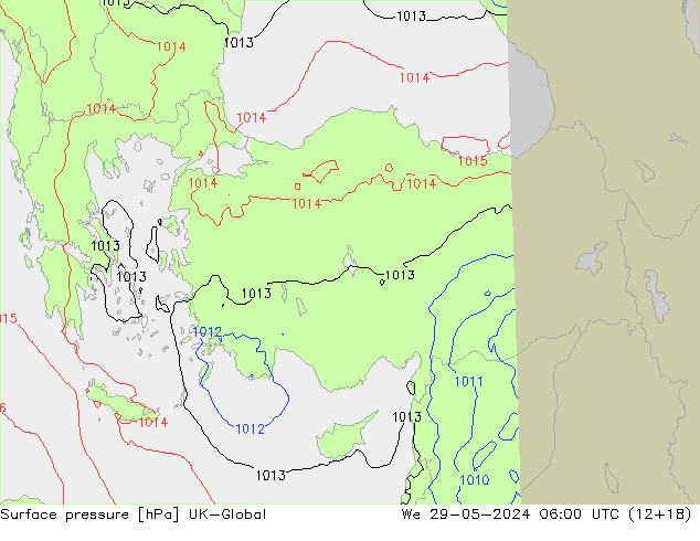 Presión superficial UK-Global mié 29.05.2024 06 UTC