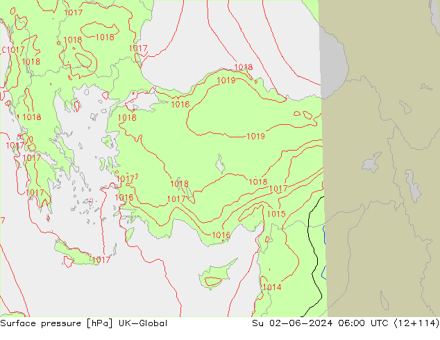 Atmosférický tlak UK-Global Ne 02.06.2024 06 UTC