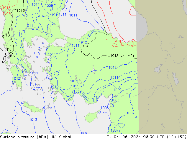 Atmosférický tlak UK-Global Út 04.06.2024 06 UTC