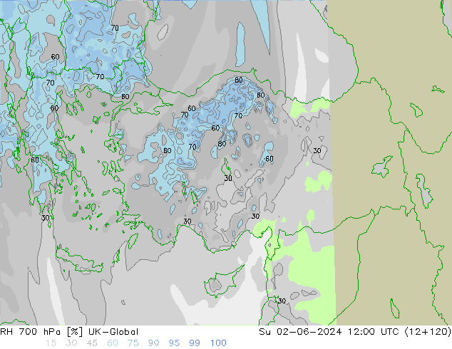 RH 700 hPa UK-Global Dom 02.06.2024 12 UTC