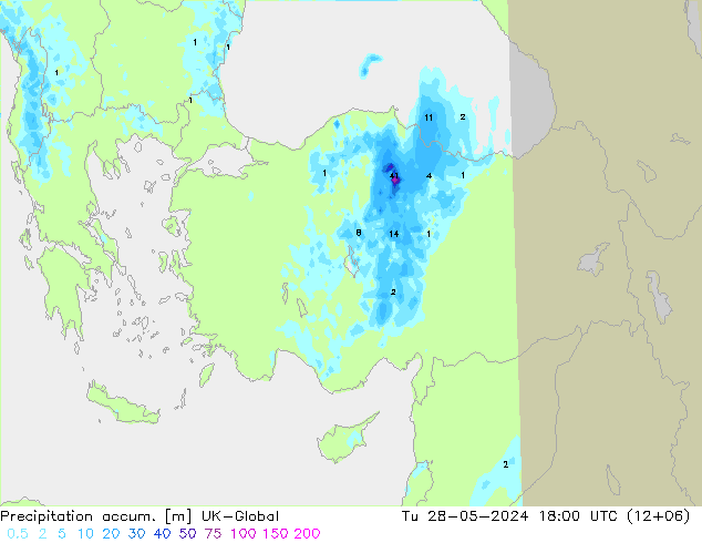 Precipitation accum. UK-Global Tu 28.05.2024 18 UTC