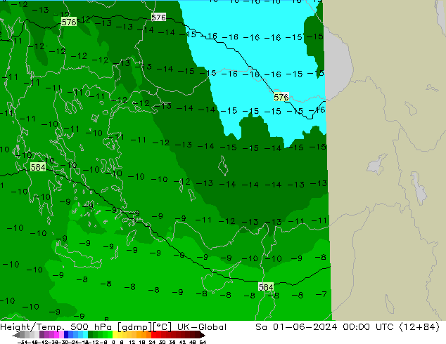 Height/Temp. 500 hPa UK-Global So 01.06.2024 00 UTC