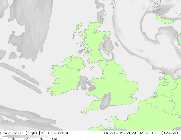 Cloud cover (high) UK-Global Th 30.05.2024 03 UTC