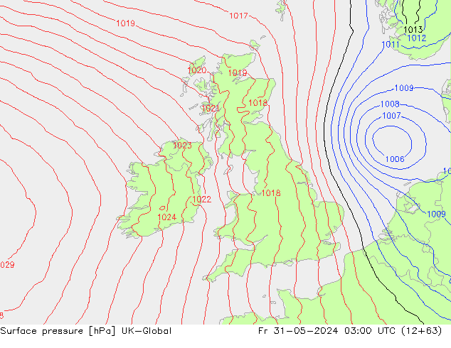 Surface pressure UK-Global Fr 31.05.2024 03 UTC