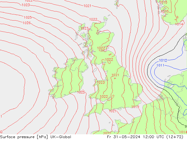 Surface pressure UK-Global Fr 31.05.2024 12 UTC