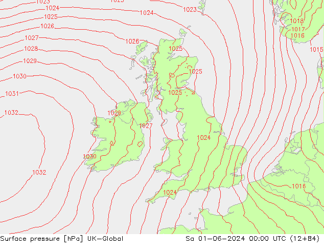 Atmosférický tlak UK-Global So 01.06.2024 00 UTC