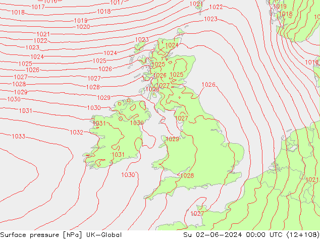 Luchtdruk (Grond) UK-Global zo 02.06.2024 00 UTC