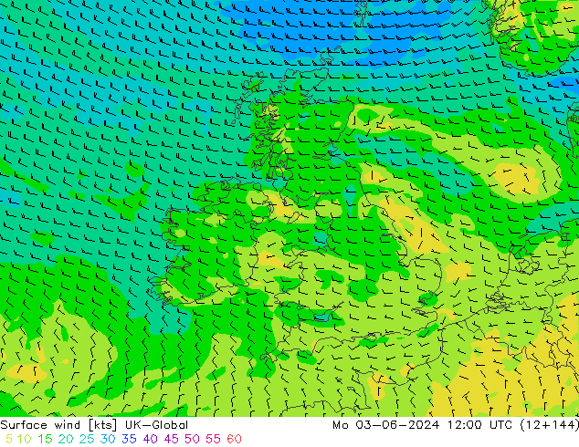 Surface wind UK-Global Mo 03.06.2024 12 UTC