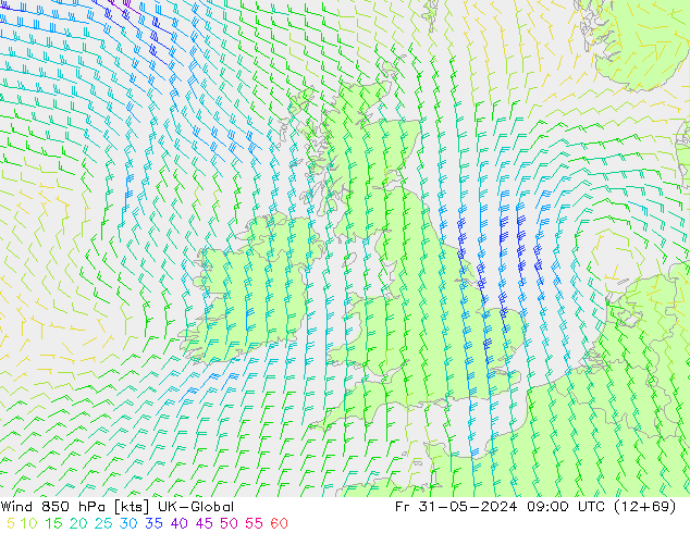 ветер 850 гПа UK-Global пт 31.05.2024 09 UTC